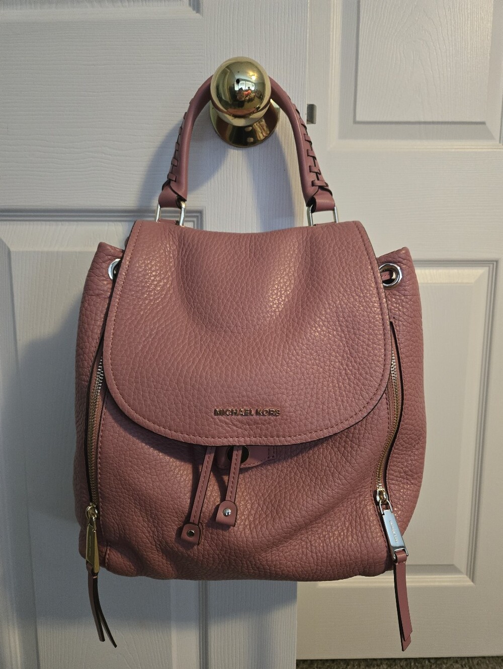 Michael Kors Dusty Rose Pebbled Leather Backpack